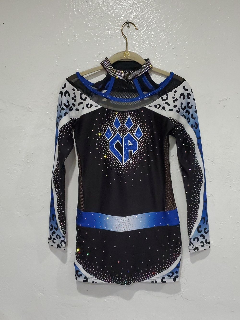 Rebel Athletic Cheer Athletics AXS Competition Uniform Dress Blue Leopard Print